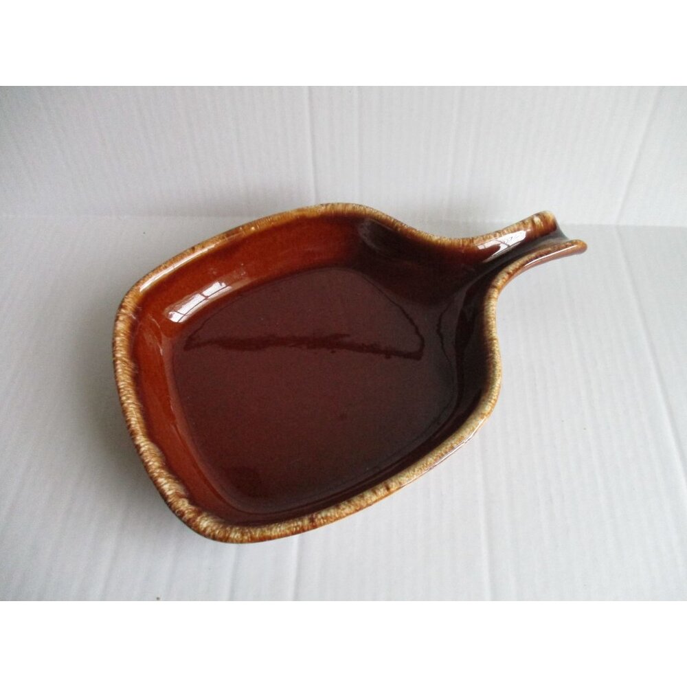 *Vintage Hull Pottery Brown Drip Glaze 8" Square Serving Tray Handled Skillet